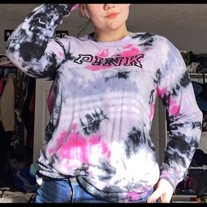 PINK Tie Dye Long Sleeve Top